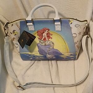 Loungefly Ariel Satchel Bag - Blue, White, and Yellow.